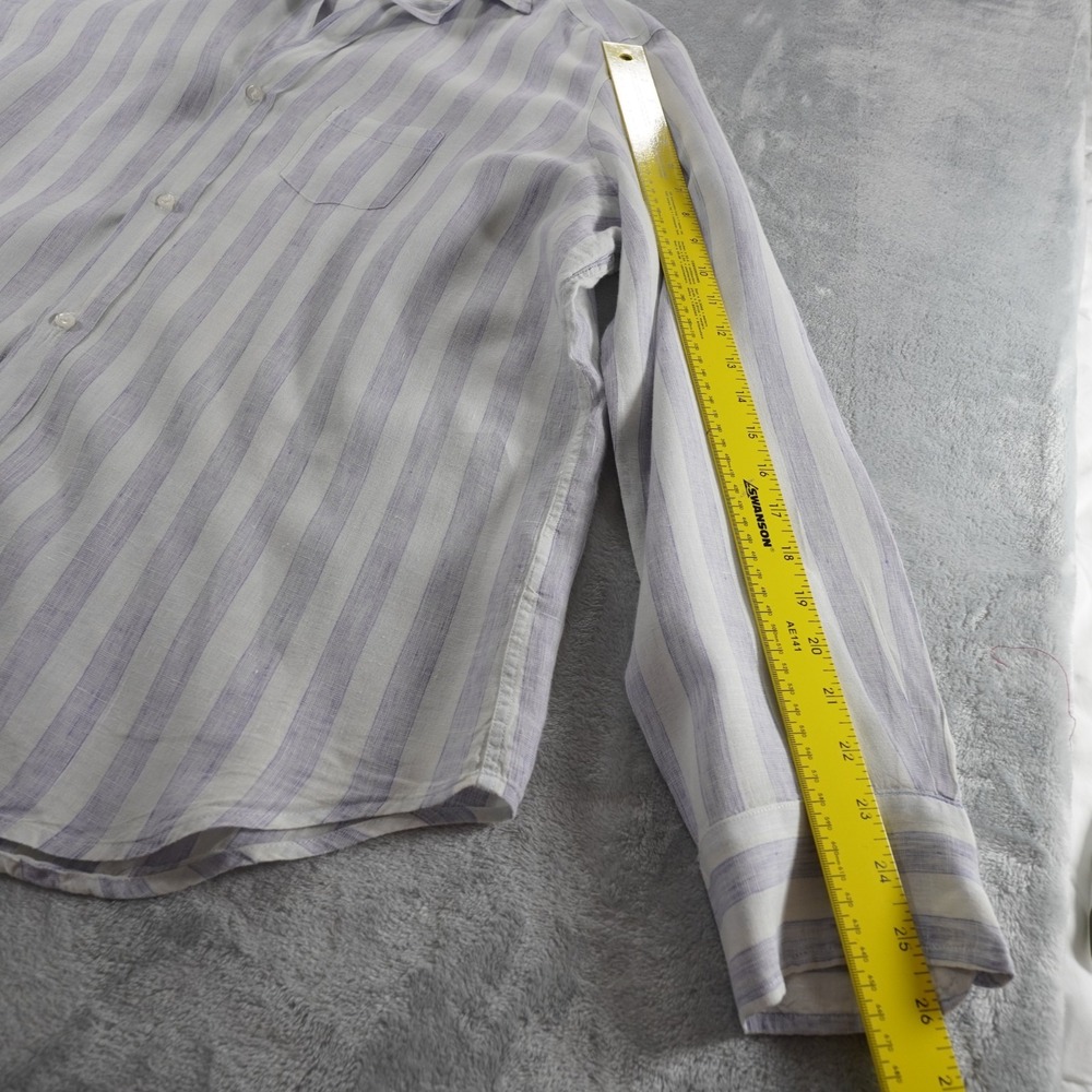 Frank & Eileen Button Down Shirt Eileen Linen XL Blue Stripe Italy Classic Coast - Picture 9 of 16